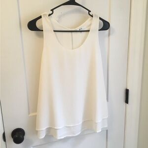 Chic White Double-Layer Tank Top Size Small